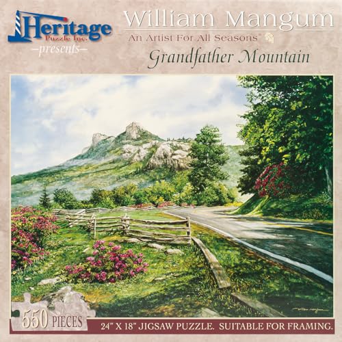 Heritage Puzzle – Großvater Berg von William Mangum – 550 Teile Puzzles für Erwachsene – malerisches North Carolina Puzzle – Rahmenbare Berglandschaft 61 x 45,7 cm Fertige Größe von Heritage Puzzle Inc.