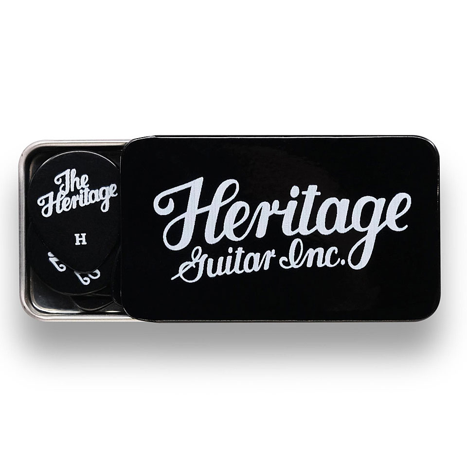 Heritage Celluloid 347 Black Heavy 12 Stück Tin Box Plektrum von Heritage