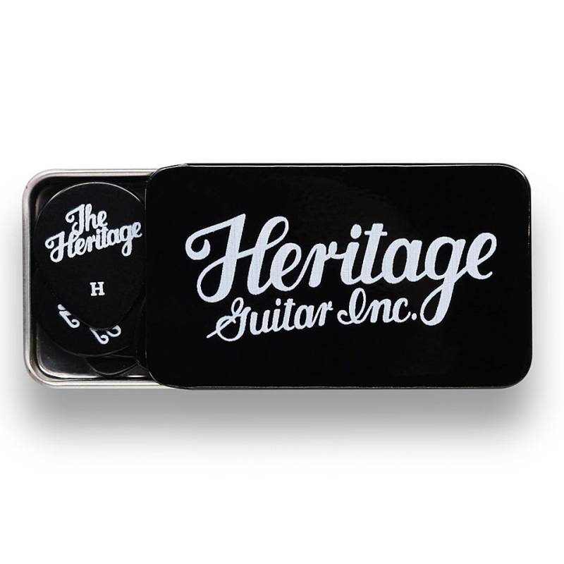 Heritage Celluloid 347 Black Heavy 12 Stück Tin Box Plektrum von Heritage