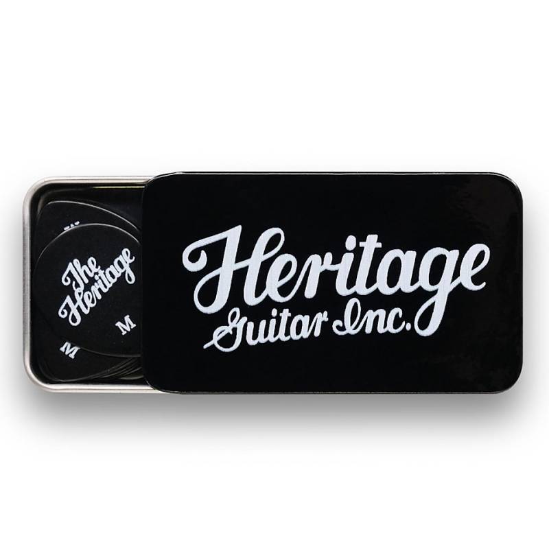 Heritage Celluloid 347 Black Medium 12 Stück Tin Box Plektrum von Heritage