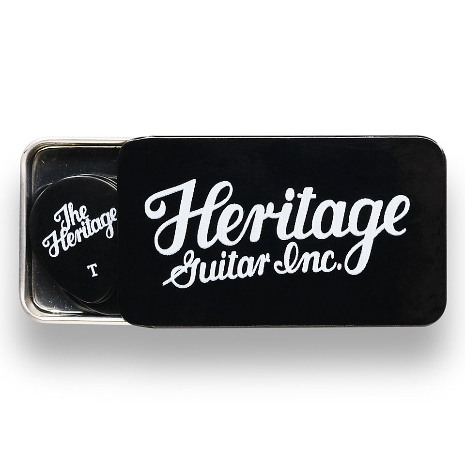 Heritage Celluloid 347 Black Thin 12 Stück Tin Box Plektrum von Heritage