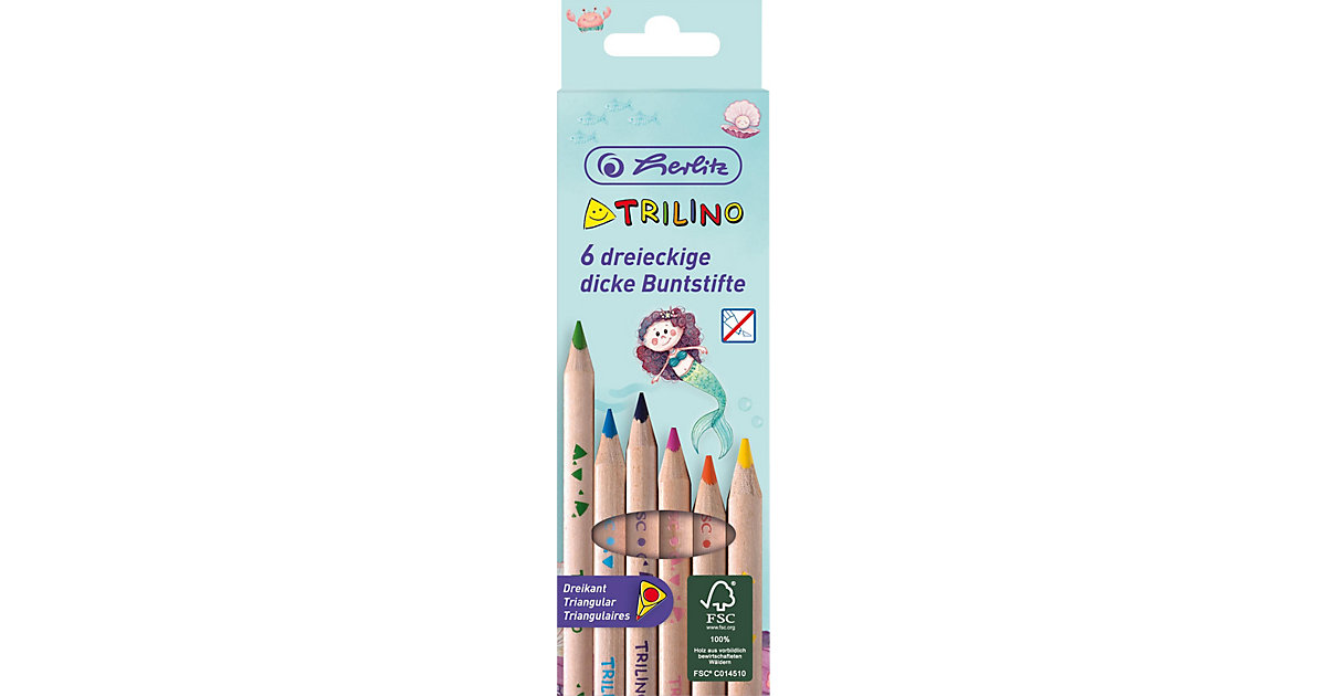 Dreikant-Buntstifte Trilino Jumbo Mermaid, 6 Farben Dreikant-Buntstifte Trilino Jumbo Mermaid, 6 Farben von Herlitz