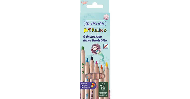 Dreikant-Buntstifte Trilino Jumbo Mermaid, 6 Farben von Herlitz