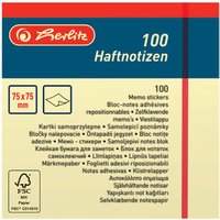 HERLITZ 790287 Haftnotizblock 75x75mm 100 Blatt gelb FSC Mix von Herlitz