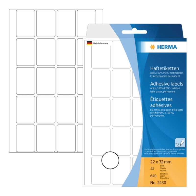 HERMA Etiketten permanent weiß, Format 22 x 32 mm HERMA Etiketten permanent weiß, Format 22 x 32 mm von Herma