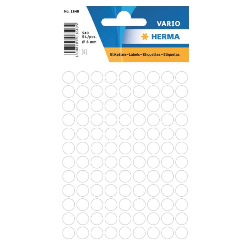 HERMA Etiketten permanent weiß, Format Ø 8 mm HERMA Etiketten permanent weiß, Format Ø 8 mm von Herma