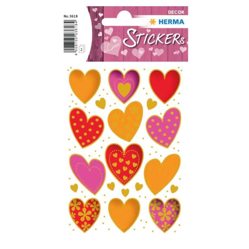 HERMA Sticker, Themenwelten Muster/Symbole, HERMA Motive Herzen Goldprägung von Herma