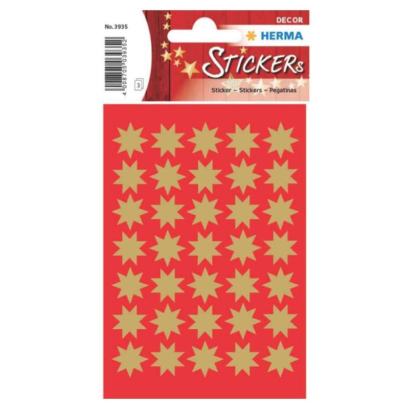 HERMA Sticker, Themenwelten Muster/Symbole, HERMA Motive Sterne 8-zackig gold von Herma