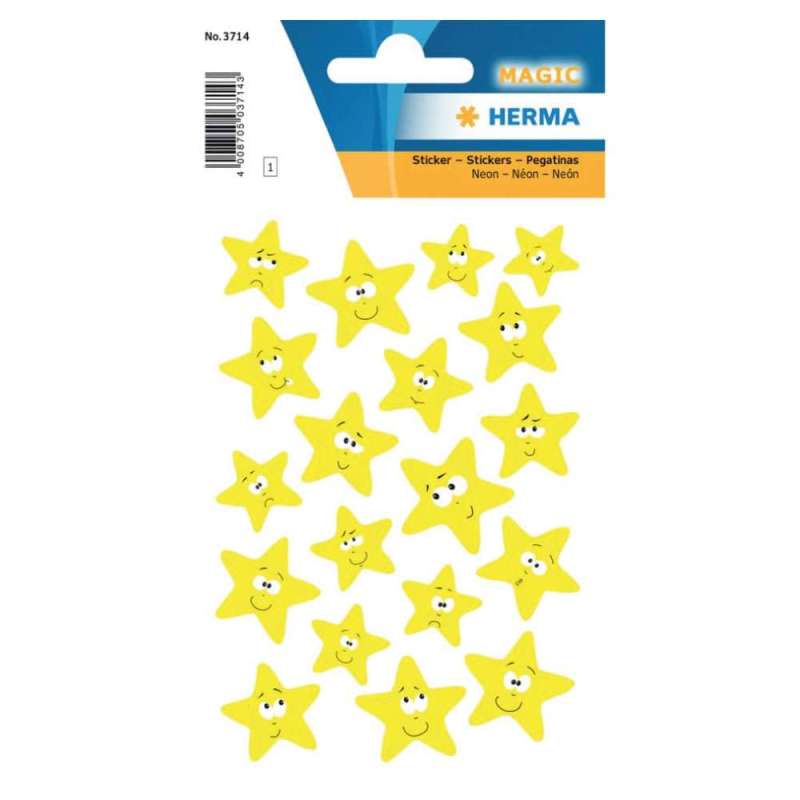 HERMA Sticker, Themenwelten Muster/Symbole, HERMA Motive Sterne Neon-Gelb von Herma