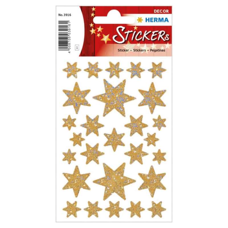 HERMA Sticker, Themenwelten Muster/Symbole, HERMA Motive Sterne gold/irisierend von Herma