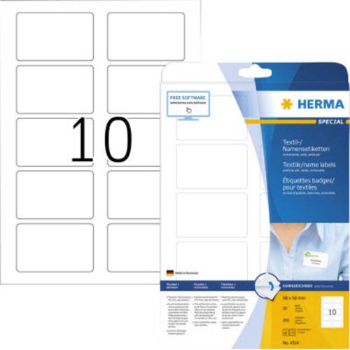 Herma 4514 Namens-Etiketten 80 x 50mm Acetatseide Weiß 200 St. Wiederablösbar Laserdrucker, Kopier von Herma