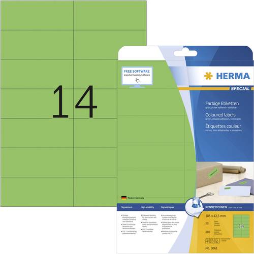 Herma 5061 Universal-Etiketten 105 x 42.3mm Papier Grün 280 St. Permanent haftend Tintenstrahldruck von Herma