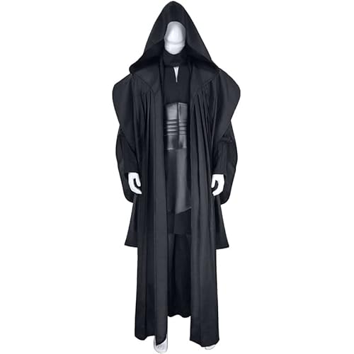 Hermanlory Herren Darth Maul Cosplay Kostüm Full Suit Halloween Karneval Schwarz Tunika Uniform mit Umhang (M) von Hermanlory