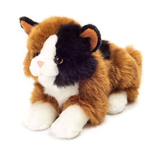 Teddy Hermann 90690 Glücks-Katze liegend 20 cm, Kuscheltier, Plüschtier mit recycelter Füllung von Hermann Teddy