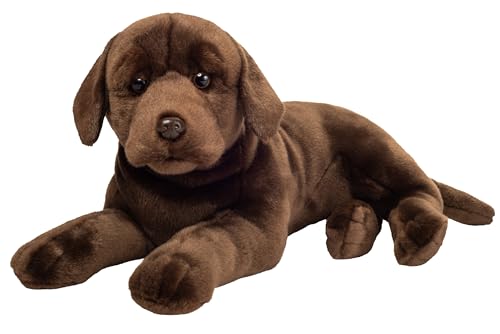 Teddy Hermann 91988 Labrador liegend Schokobraun 50 cm, Kuscheltier, Plüschtier mit recycelter Füllung von Hermann Teddy