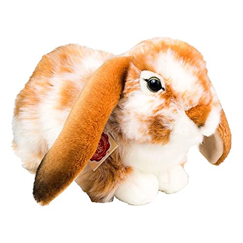 Teddy Hermann 93791 Hase Widder-Kaninchen liegend Hellbraun-Weiss gescheckt 30 cm, Kuscheltier, Plüschtier mit recycelter Füllung, 3 Jahre to 99 Jahre von Hermann Teddy