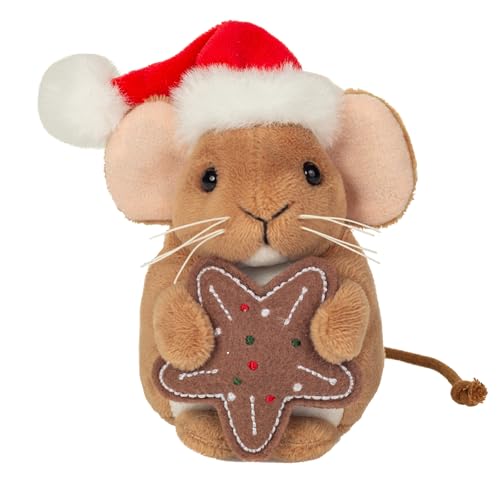Teddy Hermann 94615 Weihnachtsmaus mit Keks 11 cm, Kuscheltier, Plüschtier von Hermann Teddy