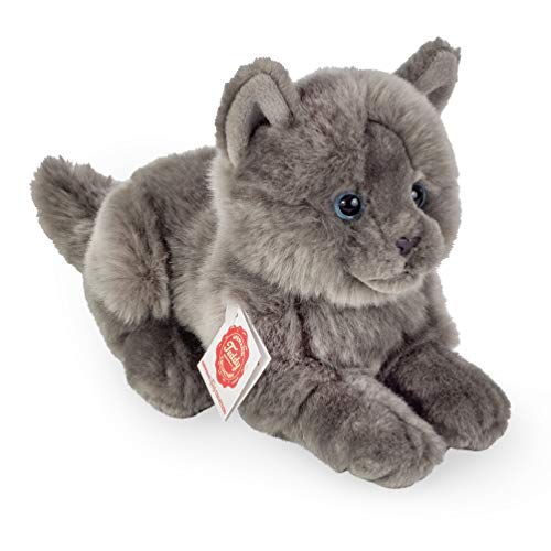 Teddy Hermann 91831 Kartäuser Katze liegend 20 cm, Kuscheltier, Plüschtier mit recycelter Füllung von Hermann Teddy