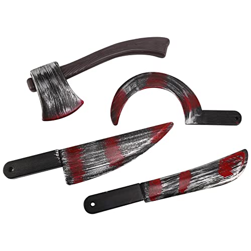 Hermosiey 4 StüCk Halloween Kunststoff GefäLschte Blutige Requisiten Waffe Messer Axt Scharfes Beil Sichel Rollenspiel Grusel Spielzeug Halloween DIY Hermosiey 4 StüCk Halloween Kunststoff GefäLschte Blutige Requisiten Waffe Messer Axt Scharfes Beil Sichel Rollenspiel Grusel Spielzeug Halloween DIY von Hermosiey