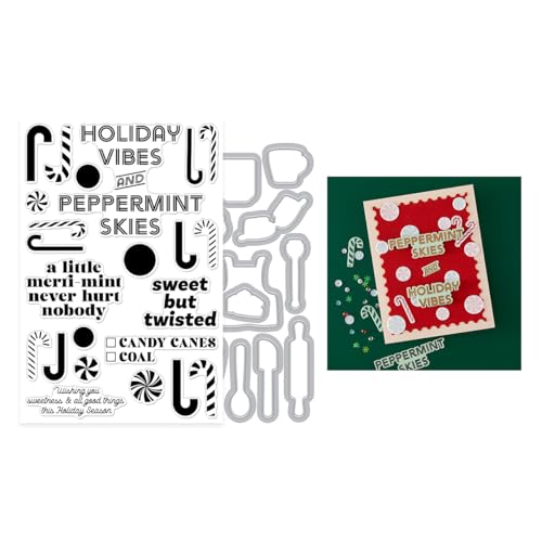 Hero Arts A Little Merri-Mint Stempel- und Schnitt-Set aus der Candy Cane Season Collection von Hero Arts