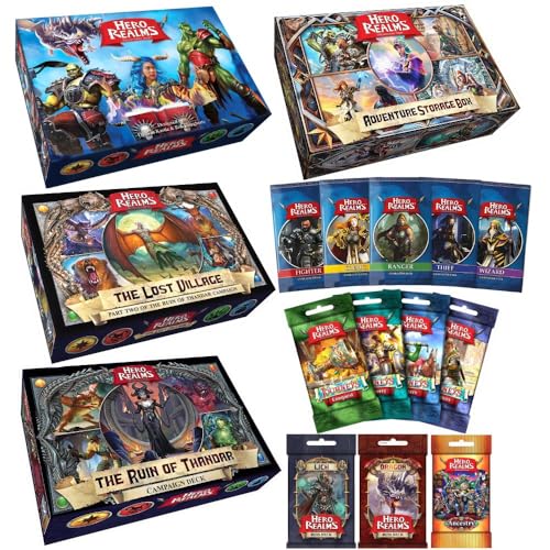Hero Realms Bündel: Basisspiel, Charakterpackungen, Ruinen von Thandar, Ancestry, Journeys, The Lost Village und Aufbewahrungsbox. von Hero Realms