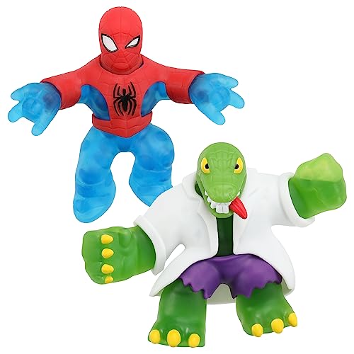 Heroes of GOO JIT Zu GOO Shifters – Marvel-Doppelpack: Spider-Man vs. GOO Shifter Lizard. 2 biegsame, 11 cm große Marvel-Helden: Zerdrücke den Kern von GOO Shifter Lizard und verwandle seinen Glibber von Heroes of Goo Jit Zu