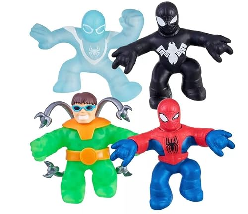 Heroes of Goo Jit Zu Marvel Spider-Verse Mega 4er Pack – Spider Man, Doc Ock, Invisible Miles Morales & Symbiote Suit Spidey von Heroes of Goo Jit Zu