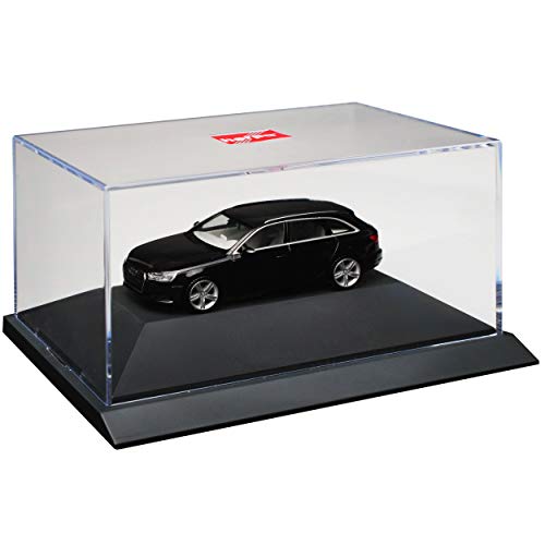 A*u*d*i A4 B9 Avant Kombi Schwarz Ab 2015 mit Sockel und Vitrine H0 1/87 Herpa Modell Auto mit individiuellem Wunschkennzeichen von Herpa A-U-D-I