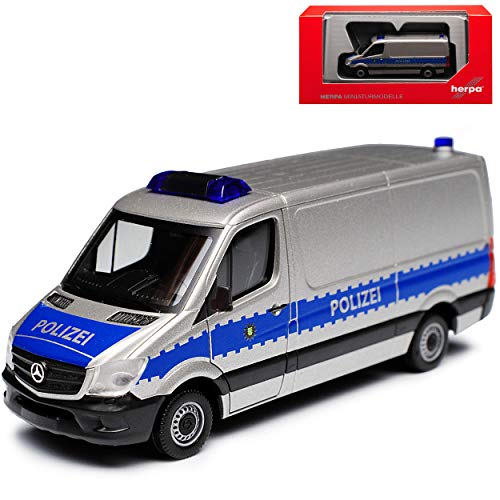 Mercedes-B Sprinter II Kasten Transporter Silber Polizei Sachsen NCV 3 W906 Modell 2006-2018 Version Ab Facelift 2013 H0 1/87 Herpa Modell Auto mit individiue.. von Herpa Mercedes-Benz