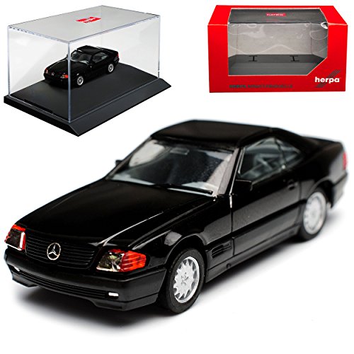 Mercedes-B SL-Klasse 500SL R129 Cabrio Schwarz 1989-2001 mit Sockel und Vitrine H0 1/87 Herpa Modell Auto mit individiuellem Wunschkennzeichen Mercedes-B SL-Klasse 500SL R129 Cabrio Schwarz 1989-2001 mit Sockel und Vitrine H0 1/87 Herpa Modell Auto mit individiuellem Wunschkennzeichen von Herpa Mercedes-Benz