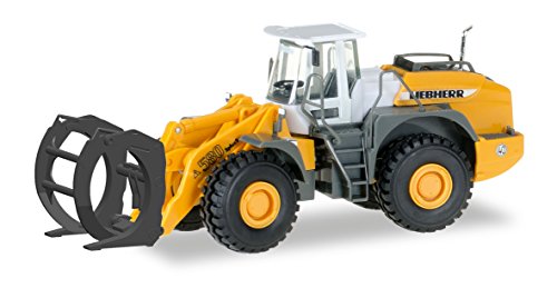 herpa 306843 – Radlader L580, Loghandler mit Greifer, Liebherr Baustellen Fahrzeug, Modell Bagger, Truck, Miniaturmodelle, Sammlerstück, Kunststoff - Maßstab 1:87 von herpa