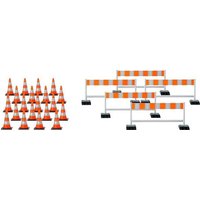 Zubehör Pylonen (20 Stück), Absperrschranken (5 Stück), rot/weiß von Herpa Miniaturmodelle GmbH