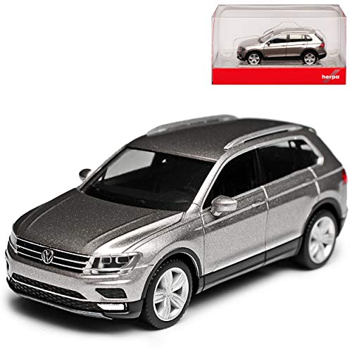 Volkwagen Tiguan II Tungsten Silber Grau Metallic 2. Generation Ab 2015 H0 1/87 Herpa Modell Auto mit individiuellem Wunschkennzeichen von Herpa VW