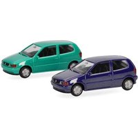 HERPA 012140-007 1:87 MiniKit: Volkwagen (VW) Polo 2-Türig, 2er Set, Pistazie / Chagallblau von Herpa