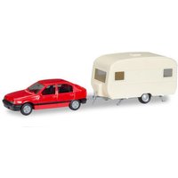 HERPA 013420 1:87 HERPA MiniKit: Opel Kadett E GLS mit Wohnanhänger von Herpa