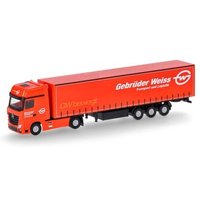 HERPA 066891 1:160 Mercedes-Benz Actros Gigaspace Gardinenplanen-Sattelzug "Gebrüder Weiss", reinorange von Herpa