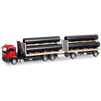 HERPA 305549 1:87 MAN TGS M Flachbett-Hängerzug mit Ladekran und Ladegut Röhren HERPA 305549 1:87 MAN TGS M Flachbett-Hängerzug mit Ladekran und Ladegut Röhren von Herpa