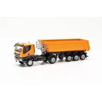 HERPA 315111 1:87 Iveco Trakker mit Schmitz Cargobull Kipp-Sattelzug mit Stahlmulde, kommunalorange HERPA 315111 1:87 Iveco Trakker mit Schmitz Cargobull Kipp-Sattelzug mit Stahlmulde, kommunalorange von Herpa