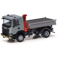 HERPA 318051 1:87 Scania XT17 3-Seitenkipper mit Ladekran grau/gelb von Herpa
