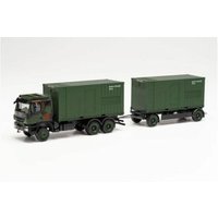 HERPA 746847 1:87 Iveco Trakker Container-Hängerzug mit Stromaggregat „Bundeswehr“ von Herpa