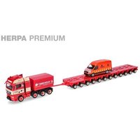 HERPA 960991 1:87 PREMIUM: „Torben Rafn“ Schwerlast-Set – MAN TGX GX Schwerlast-Zugmaschine 4achs mit Tiefladeanhänger 12achs und MAN TGE Kasten Hochdach von Herpa