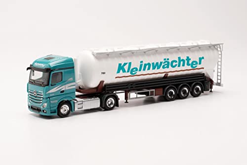 Herpa LKW Modell Mercedes-Benz Actros `18 Streamspace Saugsilo-Sattelzug „Kleinwächter“, originalgetreu im Maßstab 1:87, Modell LKW für Diorama, Modellbau Sammlerstück, Deko Miniaturmodelle von herpa