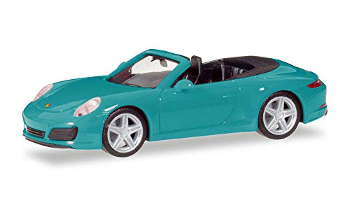herpa 028844-002 Porsche 911 Carrera 2 Cabrio, miamiblau in Miniatur zum Basteln Sammeln und als Geschenk von herpa