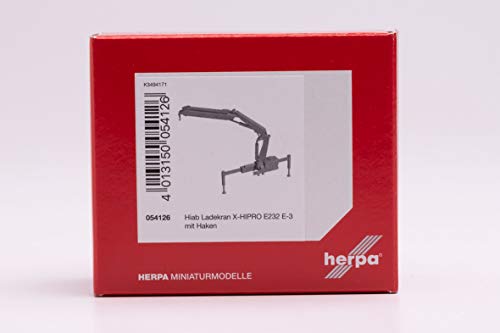 Herpa 054126 Hiab Ladekran X-HIPRO 232 E-3 mit Haken, rot in Miniatur zum Basteln Sammeln und als Geschenk von herpa
