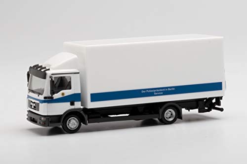 Herpa 095648 Man Man Man TGL Koffer-LKW mit Ladebordwand Polizei Berlin in Miniatur zum Basteln Sammeln und als Geschenk, Mehrfarbig von herpa