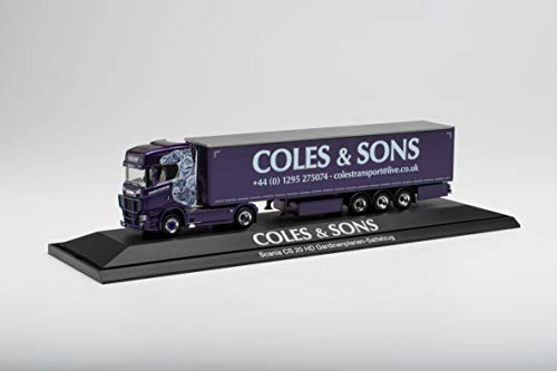 herpa 122108 Scania CS 20 HD Gardinenplanen-Sattelzug Coles & Sons in Miniatur zum Basteln Sammeln und als Geschenk, Mehrfarbig von herpa