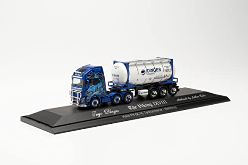 herpa 122184 Volvo FH Gl. XL 6 x 2 Tankcontainer-Sattelzug „Ingo Dinges“ LKW Miniaturmodelle Kleinmodell Sammlerstück Detailgetreu, mehfarbig herpa 122184 Volvo FH Gl. XL 6 x 2 Tankcontainer-Sattelzug „Ingo Dinges“ LKW Miniaturmodelle Kleinmodell Sammlerstück Detailgetreu, mehfarbig von herpa