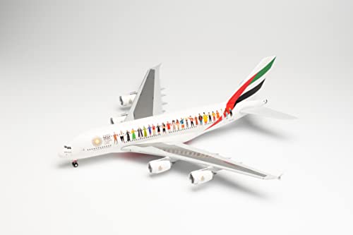herpa 571692 Emirates Airbus A380 “Year of Tolerance“, Modell Flugzeug, Modellbau, Miniaturmodelle, Sammlerstück, Mehrfarbig von herpa