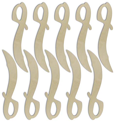 Herr Bo & Co 10x Piratensäbel aus 3mm Birkensperrholz, Natur, zum Selbergestalten von Herr Bo & Co