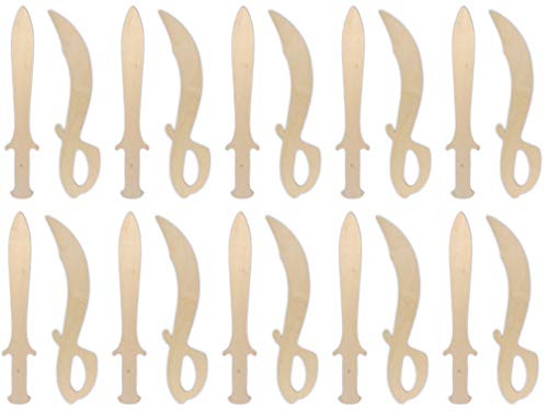 Herr Bo & Co 10x Piratensäbel und Piratendolch als Set aus 3mm Birkensperrholz, unbehandelt, zum Selbergestalten Herr Bo & Co 10x Piratensäbel und Piratendolch als Set aus 3mm Birkensperrholz, unbehandelt, zum Selbergestalten von Herr Bo & Co